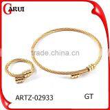 Jewelry Wholesale China Rings Wire Bangle Bracelet Stainless Steel Set Jewelry thumbnail-1