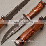 Custom handmade Damascus blade Rosewood brown handle