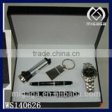 latest design jewelry gift box for men with stainless steel watch pen torch key ring gift box