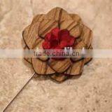Fashion Wholesale Wooden Antique Flower Lapel Pin for Wedding Dress thumbnail-3