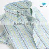 Italian Style New Brand Design Pure Cotton High Collar Stripe Trendy Short Sleeve Slim Fit Casual Shirt Men thumbnail-1