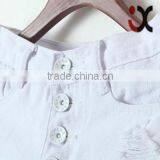 High Waist Four Button Distressed Denim Shorts in White JXA088 thumbnail-3