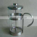 18/8 stainless steel coffee plunger with heat resistant glass