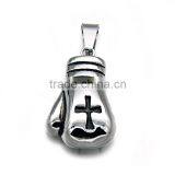 316l Stainless Steel Pendant Necklace High Polished Boxing Gloves Necklace Enamel Black Cross Charm Necklace thumbnail-2