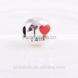 925 Sterling Silver Charm Enamel Heart Paris Charms Silver Beads For Snake Chain Bracelet DIY Jewelry thumbnail-2