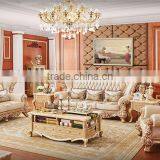 New Design Luxury Solid Wood Gold Painting Genuine Leather Living Room Sofa Set thumbnail-2