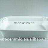 White Ceramic Rectangular Stoneware Bakeware, Porcelain Casserole Serving Dishes thumbnail-1