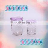 New Embossed Glass Jam Jar With Tin Lid thumbnail-1