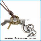 Wholesale Bronze Tone Anchor Pendant Necklace Brown Adjustable Vintage Leather Cord Necklace thumbnail-4