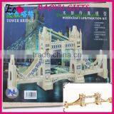 Children's Wooden Environmental 3d Puzzle Toys , Wooden Tower Bridge Model Simulation Fancy Toy thumbnail-1
