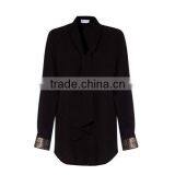 Tops Ladies Rayon Long Sleeve Black Sequin Cuff Shirt Blouse thumbnail-2