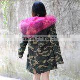 CX-G-P-11 Hot Selling Fur Coat Factory Raccoon Collar Fake Fur Parka Coat thumbnail-3