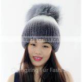CX-C-02E 2016 Newest Knitted Hat Rex Rabbit Fur Woman Hat thumbnail-3