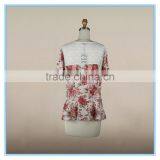 Wholesale Ladies Floral Picture Printed Design Lace Blouse With Embroidery thumbnail-2