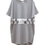 Oversize Hooded Striped T Shirt Wholesale Women OEM Service thumbnail-3