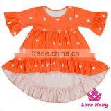 2017 New Design Children Clothing Girl Dress Long Front Long Behind Printed Panda Ruffle Boutique Playsuit Baby Frock Designs thumbnail-2