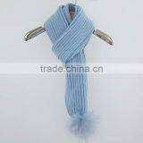 Myfur 30% Wool Solid Color Knitted Raccoon Fur Pom Pom Tassel Scarf With High Qulity thumbnail-2