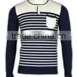ISO9001/BSCI Manufature Navy Blue Teenager Striped Pattern Cardigan Sweater thumbnail-2