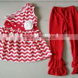 4th of July outfit Boutique Girls Red Striped Ruffle set Baby Fourth Of July clothing set