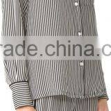 High Quality Smooth Ladies Pajamas Fashion Long Sleeve Women Silk Striped Pajamas thumbnail-2