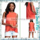 Custom Vogue Design Open Back Split Hem Womens Sexy Colorfast Sleeveless T Shirts thumbnail-5