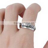 Titanium Steel Unadjustable Rings Antique Silver Message thumbnail-3