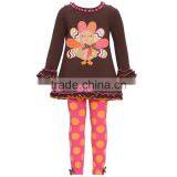 2016 Yawoo Baby Girls Stripe Orange Tutu With Turkey Embroidery Dress 2 Pcs Kids Thanksgiving Clothing thumbnail-5