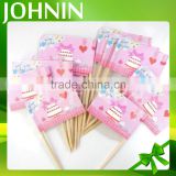 Custom Design Eco-Friendly Paper Toothpick Flags For Birthday