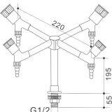 VIRTUES Laboratories Deck Mounted, Quarduple Outlet Faucet Water Supply Fitting Solid Brass Goose Neck Spout White Grey Color V04 thumbnail-2