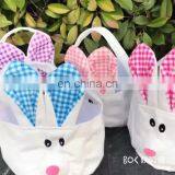 Cute Bunny Plush Easter Basket Rabbit Face Printed Various Colors Bunny Bag for Easter Day Easter Bunny Bucket