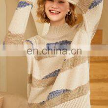 Women Oversized O Neck Designer Jacquard Raglan Sleeves Thick Cashmere Sweater thumbnail-5