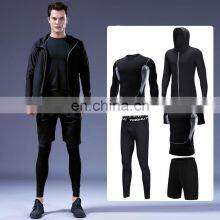 Gym Sports Quick Dry T-shirt Tights Five Pieces Suit Set Men's Running Fitness Clothes thumbnail-2