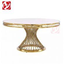 Event Party Used Round Banquet Table Gold Stainless Steel Bird Nest Design White Tempered Glass Dining Furniture Round Wedding Table thumbnail-4