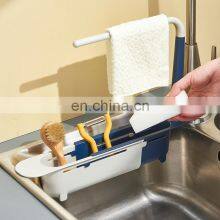 Telescopic Sink Shelf Kitchen Sink Organizer Soap Sponge Holder Towel Drain Rack Storage Basket Kitchen Accessories Gadget thumbnail-3