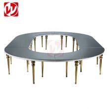Luxury Golden Wedding Table Wholesale Event Rental Round Half-Moon Shape Stainless Steel Banquet Dining Table thumbnail-2