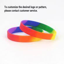 Manufacture in Stock Rainbow Smoothly Segmented Process LGBT Silicone Bracelet Adult Activity Silicone Wristband thumbnail-4