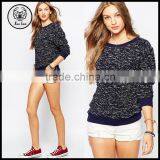 Fashion All Over Full Print Crewneck Knit Sweatshirt with Ribbed Trims