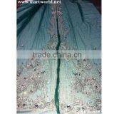 Heavy Handmade Blue Beaded Fabric for Evening Gown (KFT-026)