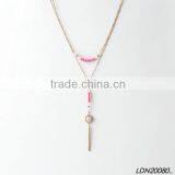 Pink Beads Strand Dainty Chain Lariat Necklace thumbnail-3