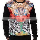 100% Polyester Pullover Crew Neck Sublimation Sweat Shirt With Leopards Print thumbnail-1