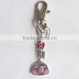 Fashion Zinc Alloy Enamel Rhinestone Metal Handbag Keychain