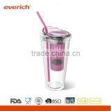 New 20oz AS Double Wall Water Tumbler With Fruit Infuser Straw Lid thumbnail-1
