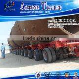 Hot sale hydraulic lifting axle lowbed / modular semi trailer with loading ramps and different capacity by your choice