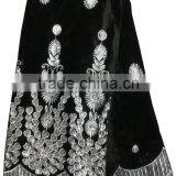Classical Design Bule Color Indian Velvet Lace Fabric for Dress thumbnail-3