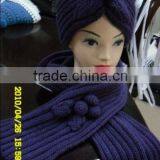 Fashion Lady's Knitting Corchet Winter Hat and Scarf Set