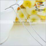 925 Sterling Silver Box Link Chain Necklace 0.65mm/0.8mm/1mm/1.5mm Width thumbnail-2