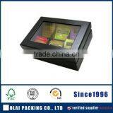 Customized High Gloss Black Lacquer Finish Wooden Tea Tray With Holder thumbnail-1