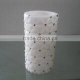 Battery operated white pillar decorative party favor wax led candle with crystal