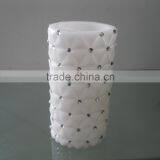 Battery Operated White Pillar Decorative Party Favor Wax Led Candle With Crystal thumbnail-1