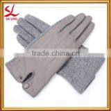 Fashion Dresses Ladies Leather Knit Blend Glove Grey With Metal Button thumbnail-1